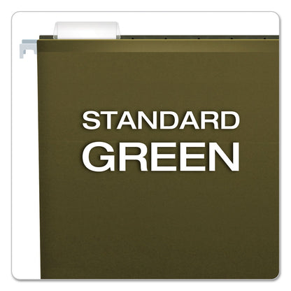 Pendaflex Extra Capacity Reinforced Hanging File Folders with Box Bottom, 1" Capacity, Letter Size, 1/5-Cut Tabs, Green, 25/Box