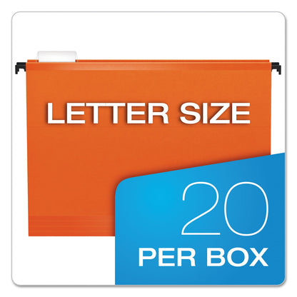 Pendaflex SureHook Hanging Folders, Letter Size, 1/5-Cut Tabs, Orange, 20/Box