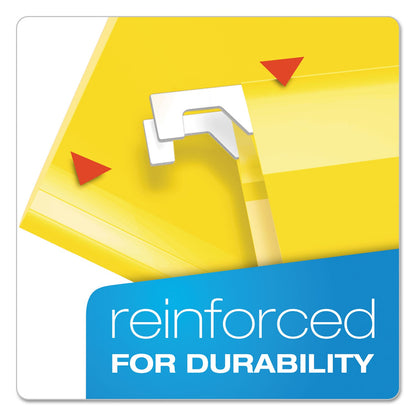 Pendaflex Extra Capacity Reinforced Hanging File Folders with Box Bottom, 2" Capacity, Legal Size, 1/5-Cut Tabs, Yellow, 25/Box