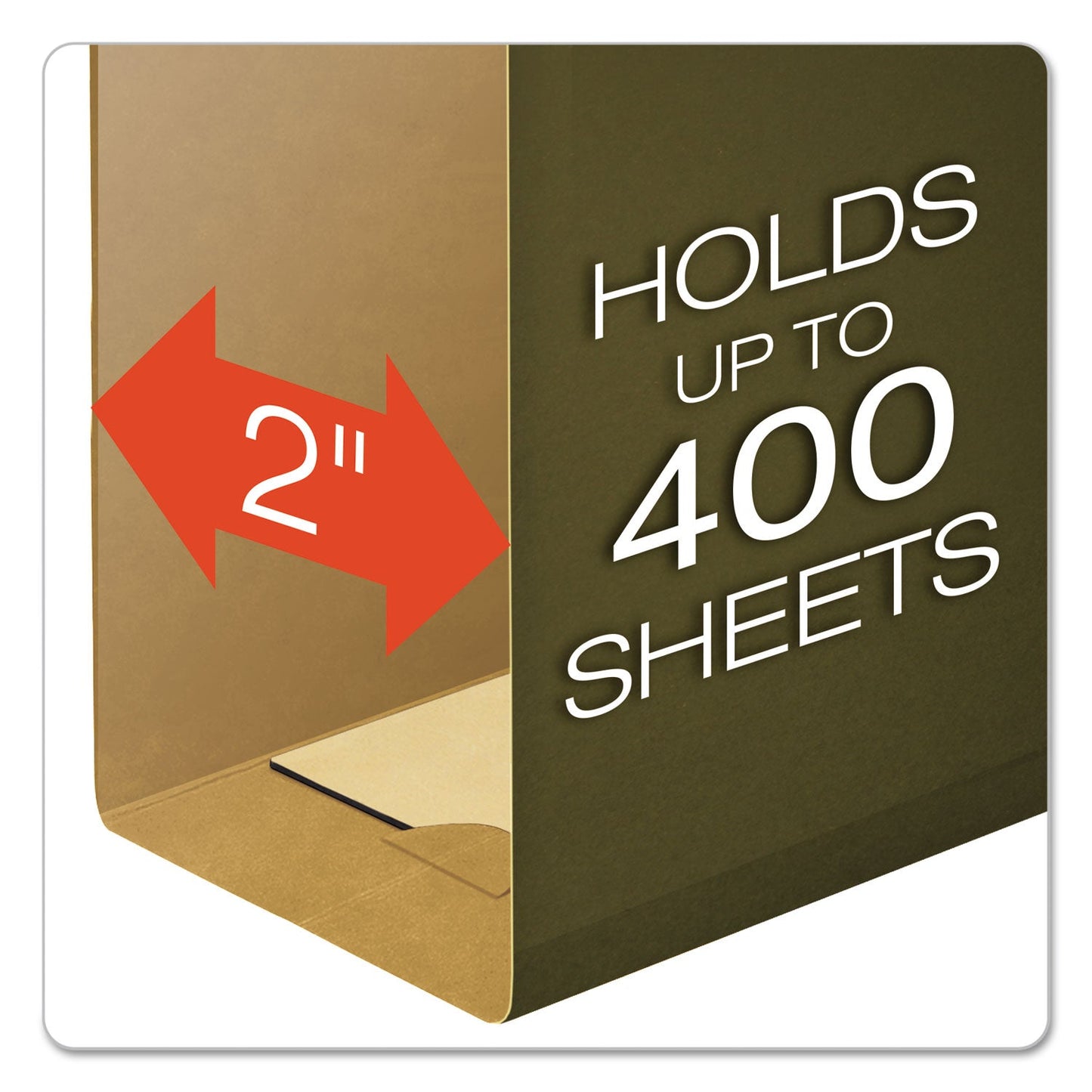 Pendaflex Extra Capacity Reinforced Hanging File Folders with Box Bottom, 2" Capacity, Letter Size, 1/5-Cut Tabs, Green, 25/Box