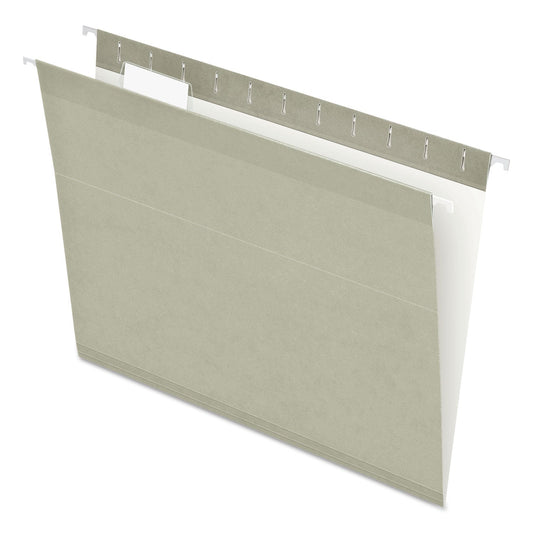 Pendaflex Colored Reinforced Hanging Folders, Letter Size, 1/5-Cut Tabs, Gray, 25/Box