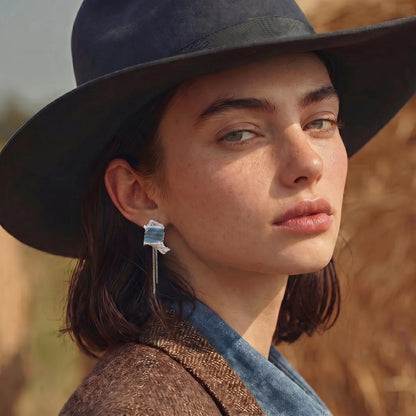 Denim Fringe Chain Earrings