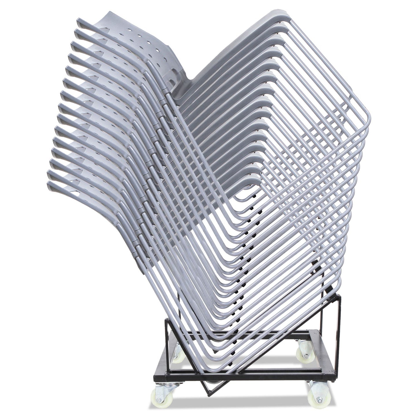 Alera Continental Series Plastic Perforated Back Stack Chair, Supports Up to 275 lb, Charcoal Seat/Back, Gunmetal Base, 4/CT