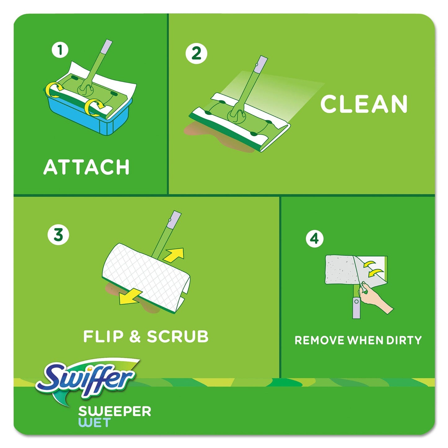 Swiffer Wet Refill Cloths, 10 x 8, Open Window Fresh, Cloth, White, 12/Tub, 12 Tubs/Carton