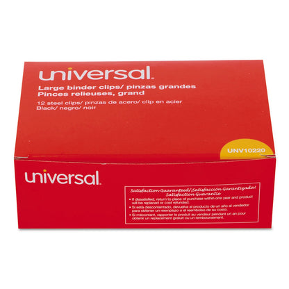Universal Binder Clips, Large, Black/Silver, 12/Box