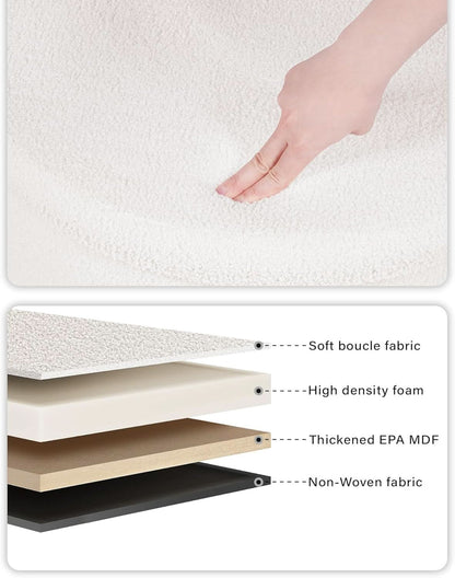White Twenty TwoIn Round Sherpa Boucle Ottoman Tray