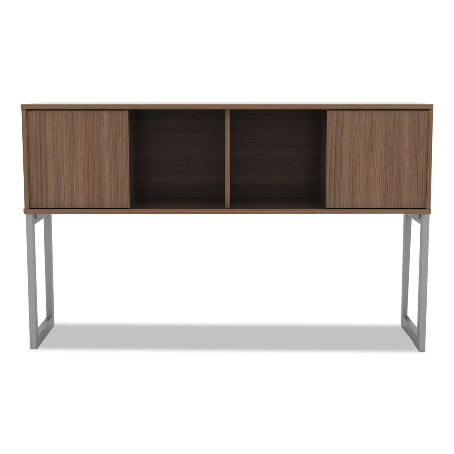 Alera Open Office Desk Series Hutch, 59w x 15d x 36.38h, Modern Walnut