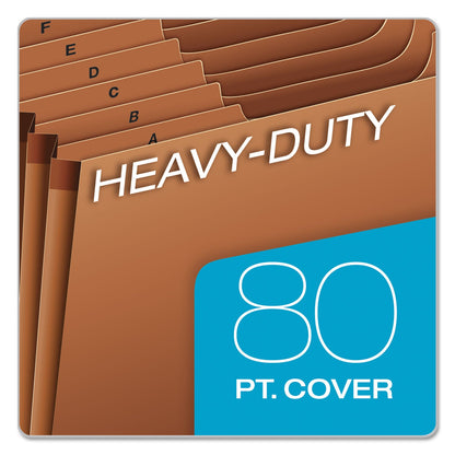 Pendaflex Heavy-Duty Expanding File with Reinforced Flap, 21 Sections, Elastic Cord Closure, 1/3-Cut Tabs, Letter Size, Redrope