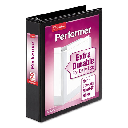 Cardinal Performer ClearVue Slant-D Ring Binder, 3 Rings, 1.5" Capacity, 11 x 8.5, Black