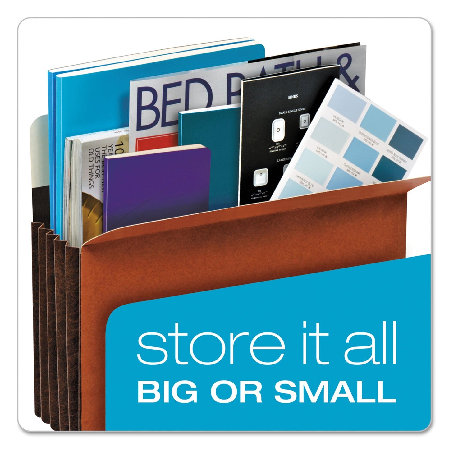 Pendaflex Heavy-Duty File Pockets, 3.5" Expansion, Legal Size, Redrope, 25/Box