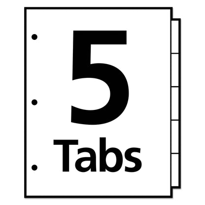 Avery Write and Erase Big Tab Durable Plastic Dividers, Expandable Pocket, 3-Hole Punched, 5-Tab, 11 x 8.5, Assorted, 1 Set