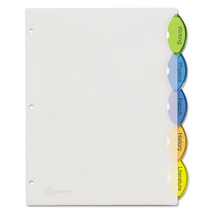 Avery Insertable Style Edge Tab Plastic Dividers, 5-Tab, 11 x 8.5, Translucent, 1 Set