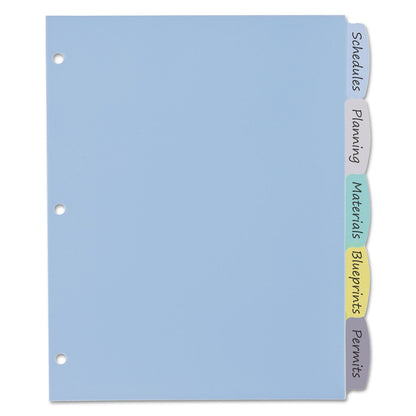 Avery Write and Erase Big Tab Durable Plastic Dividers, 3-Hole Punched, 5-Tab, 11 x 8.5, Assorted, 1 Set