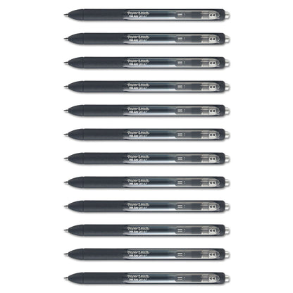 Paper Mate InkJoy Gel Pen, Retractable, Medium 0.7 mm, Black Ink, Black Barrel, Dozen