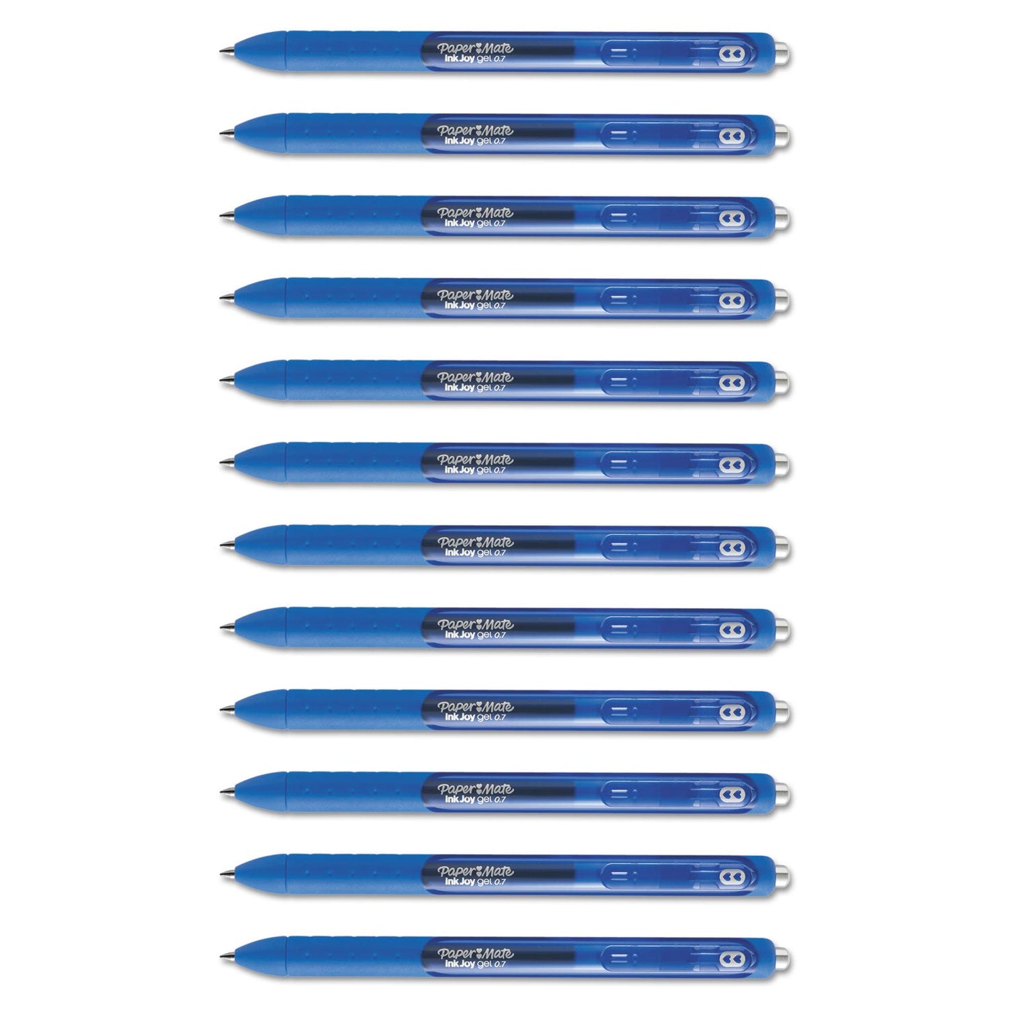 Paper Mate InkJoy Gel Pen, Retractable, Medium 0.7 mm, Blue Ink, Blue Barrel, Dozen