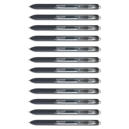 Paper Mate InkJoy Gel Pen, Retractable, Micro 0.5 mm, Black Ink, Black Barrel, Dozen