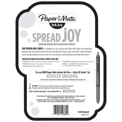 Paper Mate InkJoy 300 RT Ballpoint Pen Retractable, Medium 1 mm, Assorted Ink and Barrel Colors, 8/Pack