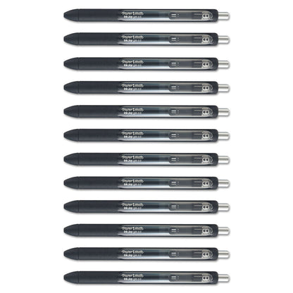 Paper Mate InkJoy Gel Pen, Retractable, Micro 0.5 mm, Black Ink, Black Barrel, Dozen