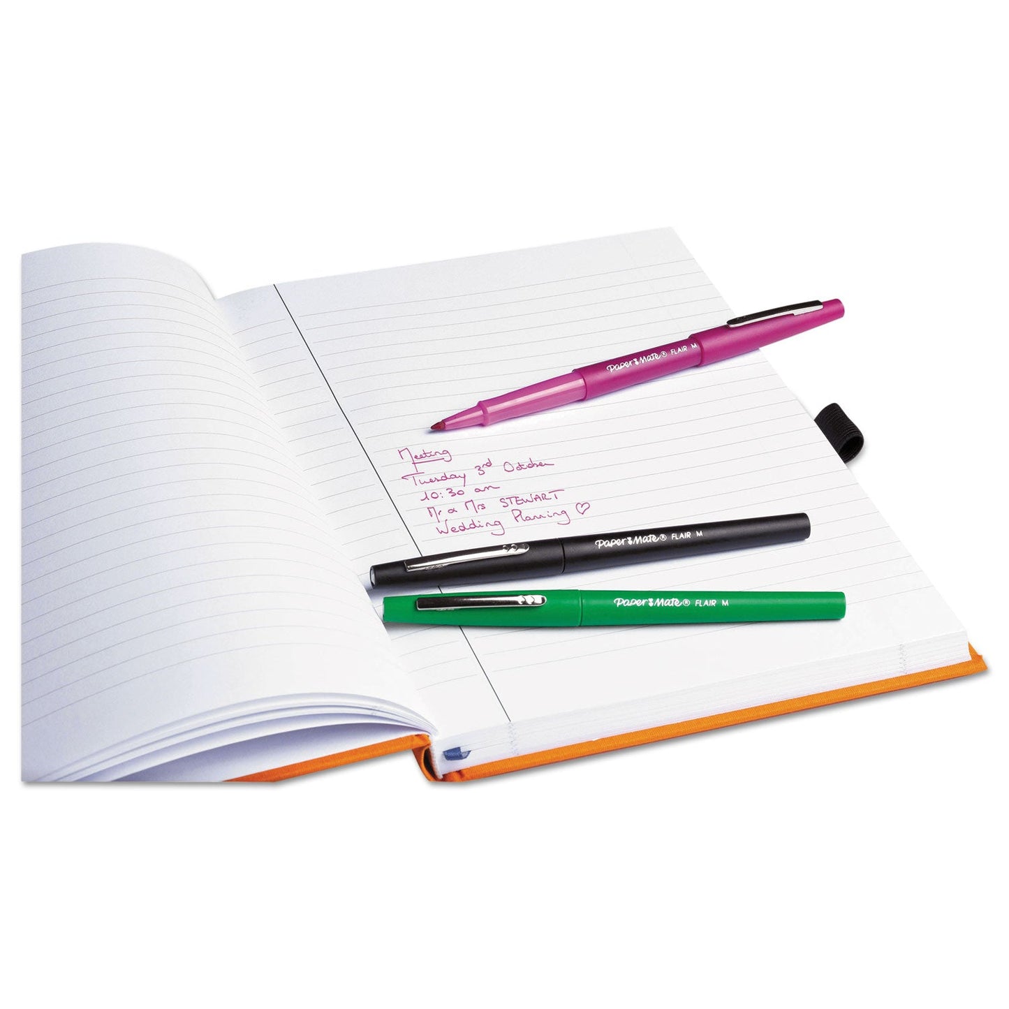 Paper Mate Point Guard Flair Felt Tip Porous Point Pen, Stick, Medium 0.7 mm, Black Ink, Black Barrel, 36/Box