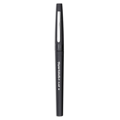 Paper Mate Point Guard Flair Felt Tip Porous Point Pen, Stick, Medium 0.7 mm, Black Ink, Black Barrel, 36/Box