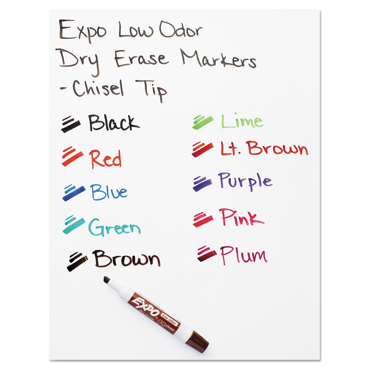 EXPO Low-Odor Dry-Erase Marker, Broad Chisel Tip, Red, Dozen