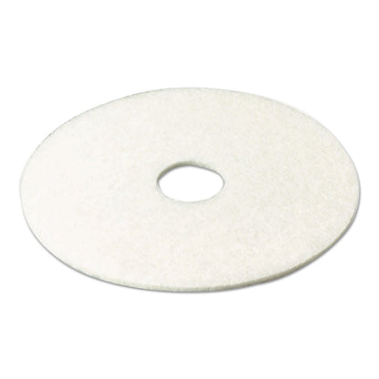 3M Low-Speed Super Polishing Floor Pads 4100, 24" Diameter, White, 5/Carton