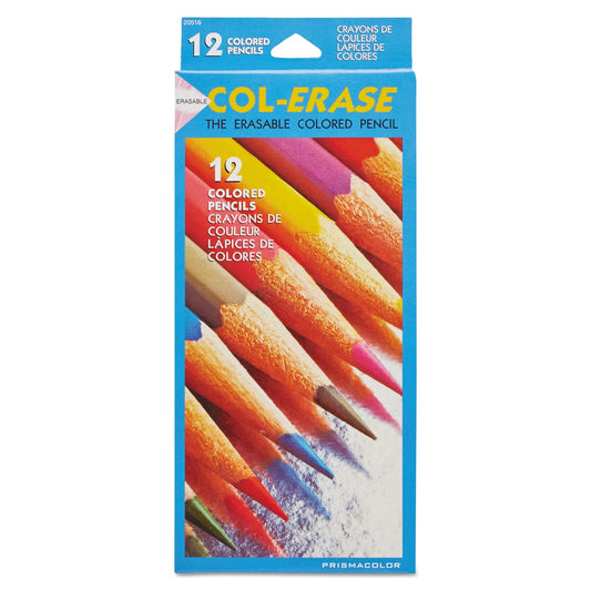 Prismacolor Col-Erase Pencil with Eraser, 0.7 mm, 2B (#1), Assorted Lead/Barrel Colors, Dozen