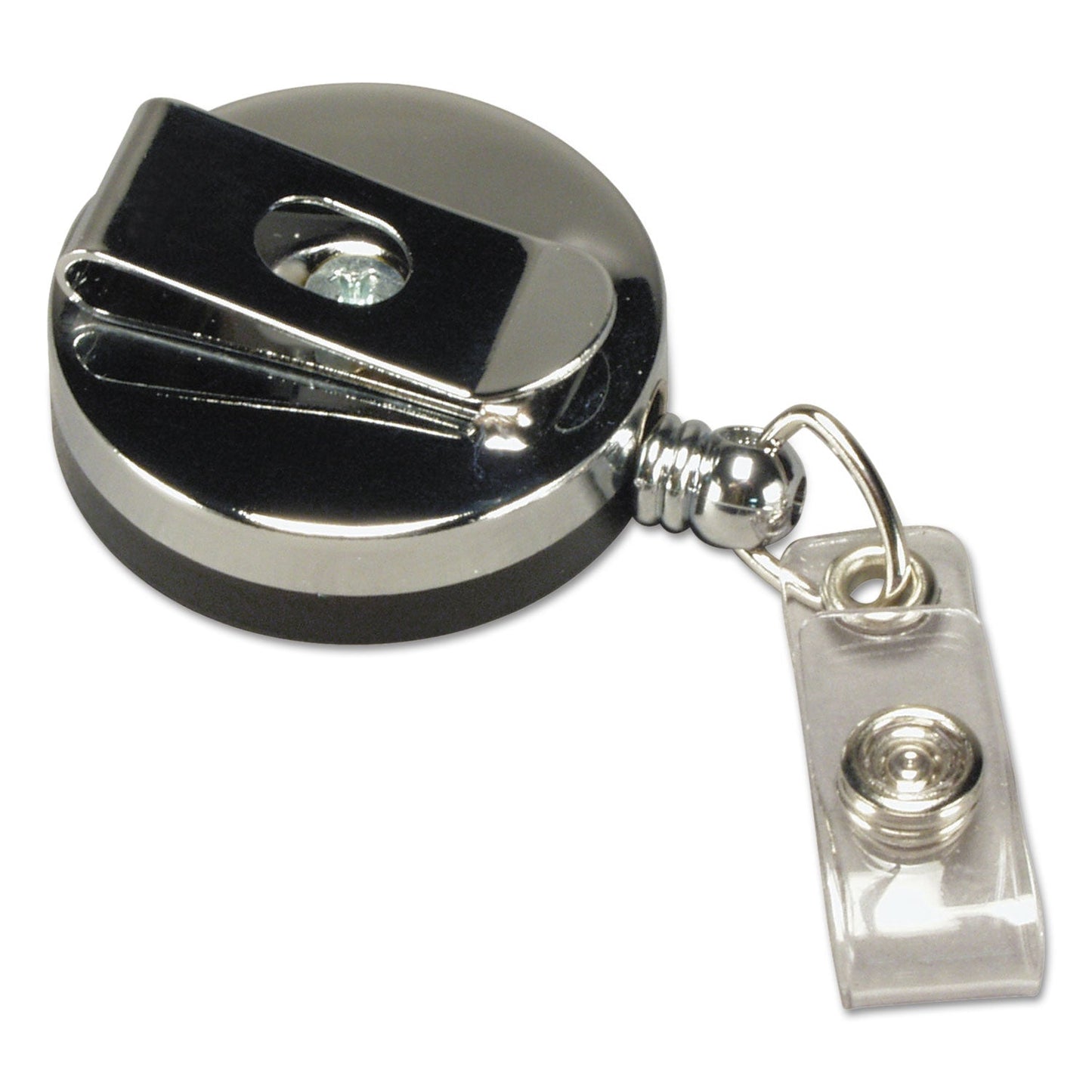 SICURIX Heavy Duty ID Card Reel, 30" Extension, Black/Chrome
