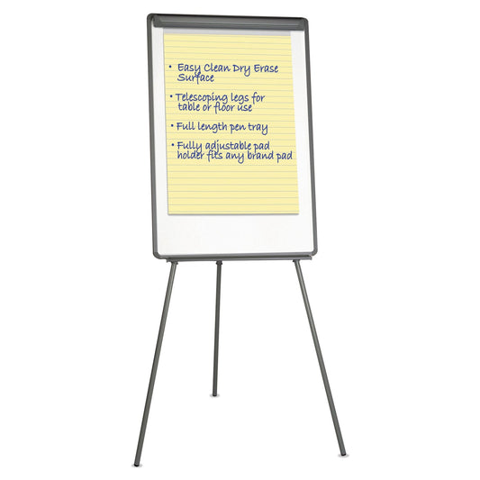 Universal Dry Erase Board with Tripod Easel, 29" x 41", White Surface, Black Frame