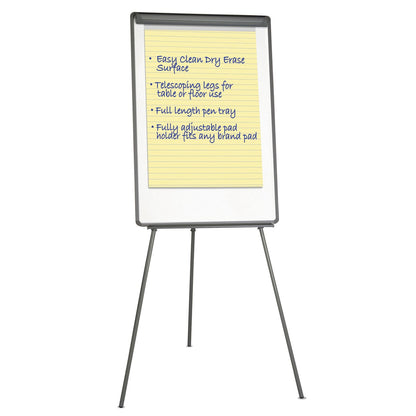 MasterVision Basic Tripod Melamine Presentation Easel, 22.5 x 42, White/Black