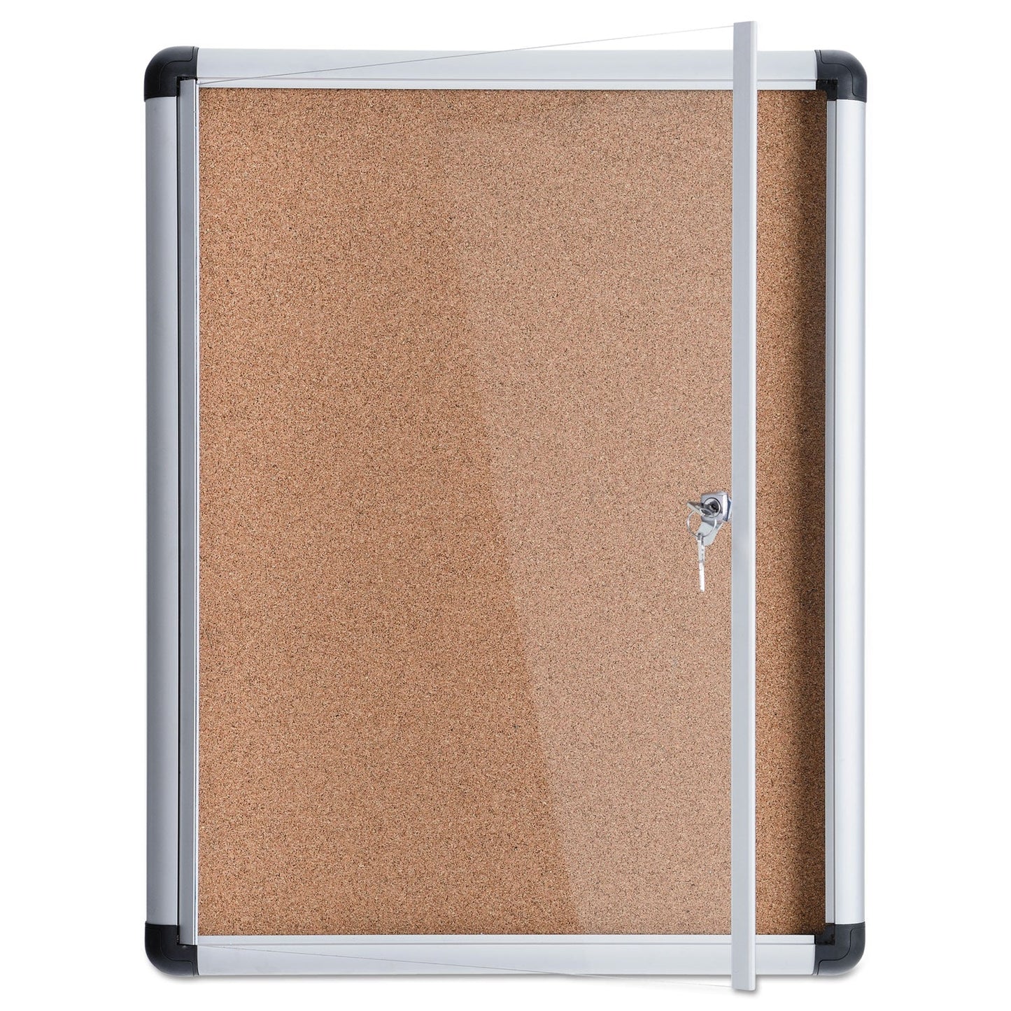 MasterVision Slim-Line Enclosed Cork Bulletin Board, 28 x 38, Aluminum Case
