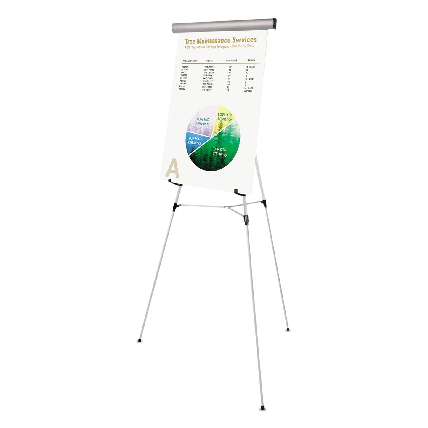 MasterVision Telescoping Tripod Display Easel, Adjusts 38" to 69" High, Metal, Silver