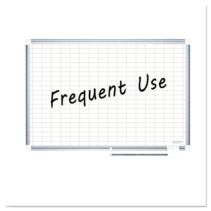 MasterVision Grid Planning Board, 1 x 2 Grid, 36 x 24, White/Silver