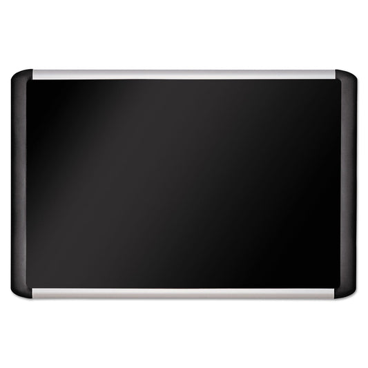 MasterVision Black fabric bulletin board, 24 x 36, Silver/Black