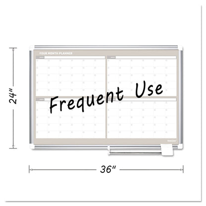 MasterVision 4 Month Planner, 36x24, Aluminum Frame