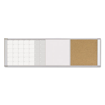 MasterVision Magnetic Calendar Combo Board, 48 x 18, Aluminum Frame