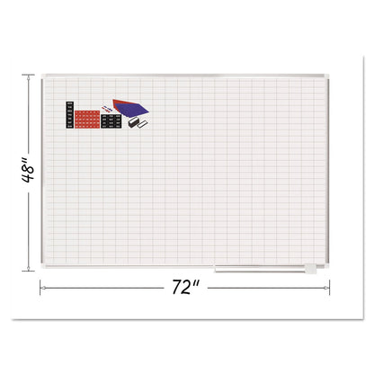 MasterVision Grid Planning Board w/ Accessories, 1 x 2 Grid, 72 x 48, White/Silver