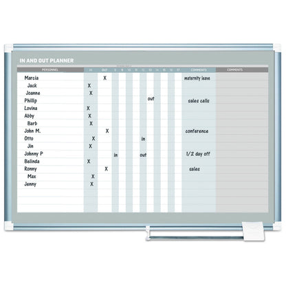 MasterVision In-Out Magnetic Dry Erase Board, 36x24, Silver Frame