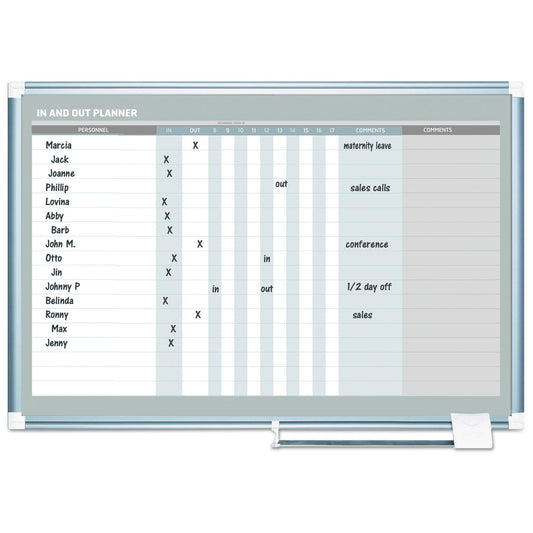 MasterVision In-Out Magnetic Dry Erase Board, 36x24, Silver Frame