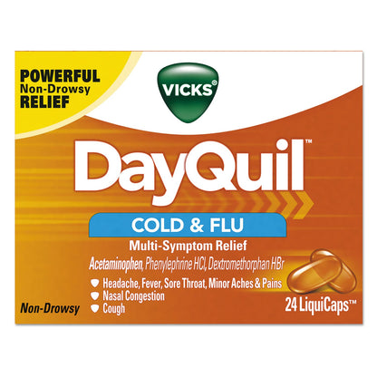 Vicks DayQuil Cold and Flu LiquiCaps, 24/Box, 24 Boxes/Carton