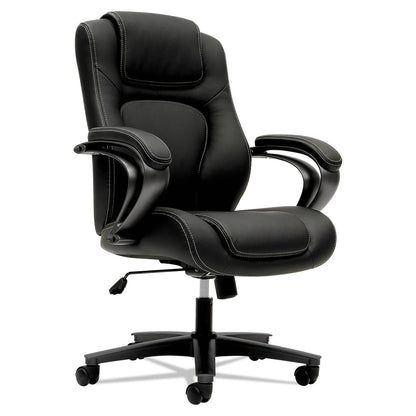 HON HVL402 Series Executive High-Back Chair, Supports Up to 250 lb, 17" to 21" Seat Height, Black Seat/Back, Iron Gray Base