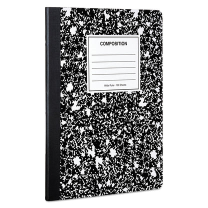 Universal Composition Book, Wide/Legal Rule, Black Marble Cover, 9.75 x 7.5, 100 Sheets