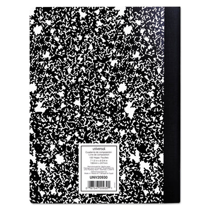 Universal Composition Book, Wide/Legal Rule, Black Marble Cover, 9.75 x 7.5, 100 Sheets