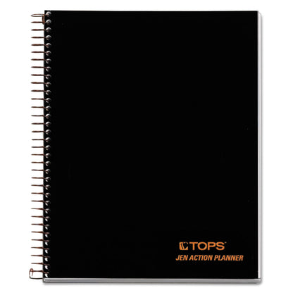 TOPS JEN Action Planner, 1 Subject, Narrow Rule, Black Cover, 8.5 x 6.75, 100 Sheets