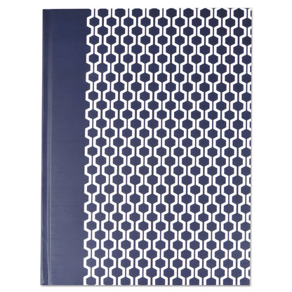 Universal Casebound Hardcover Notebook, 1 Subject, Wide/Legal Rule, Dark Blue/White Cover, 10.25 x 7.63, 150 Sheets