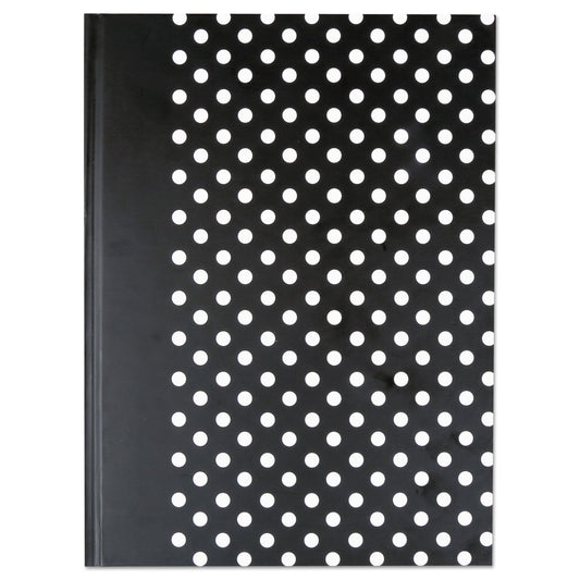 Universal Casebound Hardcover Notebook, 1 Subject, Wide/Legal Rule, Black/White Cover, 10.25 x 7.63, 150 Sheets