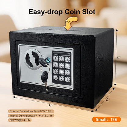Valentine'S Day Gift: Mini Safe Box with Key & Password Lock, Double Protection Security Safe for Home Office Hotel, Perfect Gift for Him/Her to Store Cash Jewelry Watch