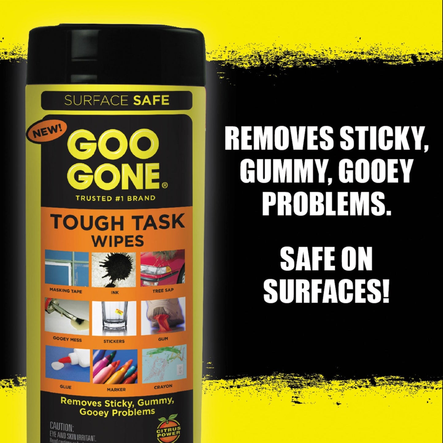 Goo Gone Clean Up Wipes, 8 x 7, Citrus Scent, White, 24/Canister, 4 Canister/Carton