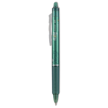 Pilot FriXion Clicker Erasable Gel Pen, Retractable, Fine 0.7 mm, Green Ink, Green Barrel, Dozen