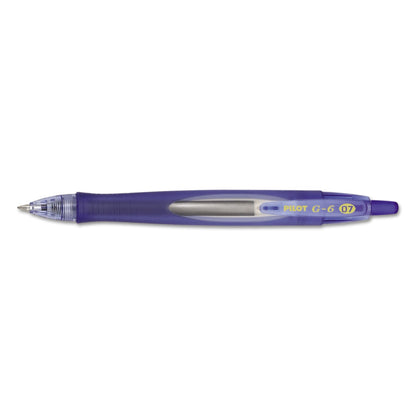 Pilot G6 Gel Pen, Retractable, Fine 0.7 mm, Blue Ink, Blue Barrel